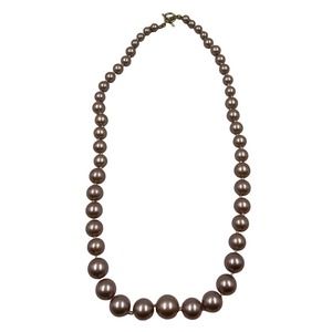 Vintage Monet Dark Faux Pearl Necklace Chunky Small To Large Rod Ring Close MCM